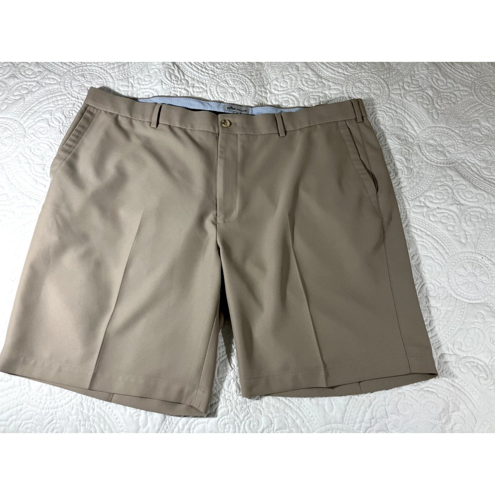 Peter Millar Shorts Mens Size 42 Beige Crown Sport Golf Flat Front Casual Chino